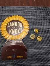 Vintage 1936 LANDON and KNOX for President (GOP) Car Topper With 3 Campaign Pins picture