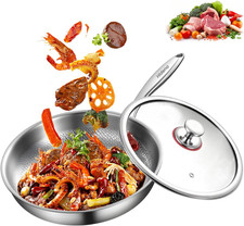 Titanium Pan Frying Pans for Cooking Non Stick with Lid 11.81In Upgraded Non-Tox picture