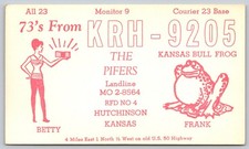 Vintage KANSAS HUTCHINSON KRH-9205 CB Ham Radio QSL Postcard Betty Frank B38 picture