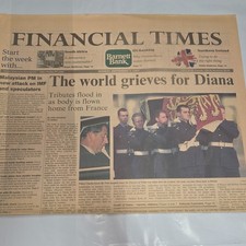 Financial Times September 1 1997 Princess Diana Memorial Front Page Newspaper picture