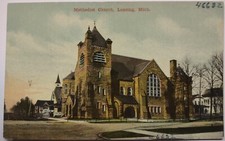 Vintage Methodist Church Lansing Michigan Divided Back Postcard picture
