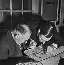 Philatelist & stamp collector T G Edmond-Smith & stamp dealer G- 1941 Old Photo picture