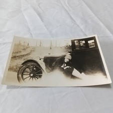 Rare Antique Vintage American Woman, Car, Snapshot KC Photo Sepia Tone Vehicle picture