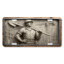 Construction Worker License Plate Aluminum Car Tag – Flat Print – LP-OC004 picture