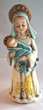 VINTAGE JOSEF ORIGINALS JAPAN VIRGIN MARY & BABY JESUS FIGURINE YELLOW FLOWER picture