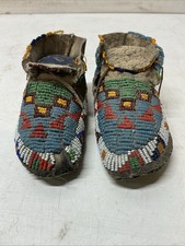 Antique c1890 Lakota Sioux Beaded Child Moccasins 5