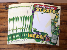 Vintage 90's Budweiser Beer St Patrick's Day Lucky Monday Poster Lot 28x20 Size picture