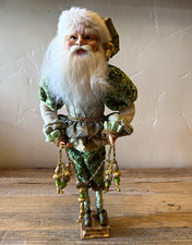 Vintage Winward Holiday Green & Gold Accent 17” Santa Figurine w/ Box picture