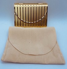 Estee Lauder Loose Powder Compact Vintage Wave Square Goldtone 2-1/4