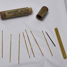 Vintage 1903 Parke Davis Smallpox Vaccine Kit 7 Capillary Tubes Scarifier Wood picture