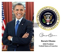 PRESIDENT BARACK OBAMA PRESIDENTIAL SEAL AUTOGRAPHED 8X10 PHOTO REPRINT picture