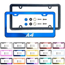 Laser Etched Stainless Steel License Frame Silicone Guard Metal Cap Fit Audi A4 picture