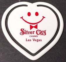 Vintage Silver City Casino Las Vegas Nevada Heart Plastic Paper Clip  picture