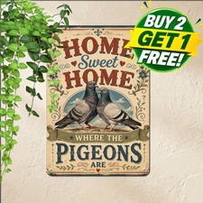 Cute Pigeon Bird Lover Aviary Housewarming Welcome Plaque Metal Tin Sign 8x12 picture