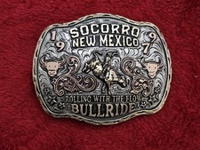 RODEO CHAMPIONSHIP BULL RIDING TROPHY BUCKLE☆Rare☆1979☆SOCORRO NEW MEXICO☆207 picture