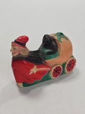 Antique 1920s Halloween Celluloid Witch Pulling Jack-o-Lantern Black Creature picture