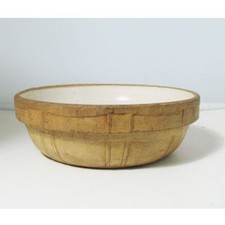 Early 1900s American Cooking Ware Fire Proof Clay Shoulder Crock Bowl Primitive picture