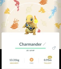 Pokémon Go-Shiny Charmander-✨wearing Friede's goggles with background ✨XXL✨TRADE picture