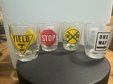 4 - Novelty Road Sign Shot Glasses Vintage picture