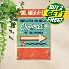Swimsuits Optional Beyond This Point Adult Only Pool Rule Metal Tin Sign 8x12 picture