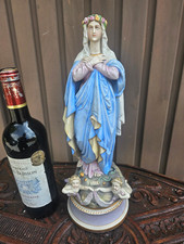 Antique Vieux andenne bisque porcelain Immaculate conception madonna statue picture