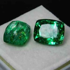 High Quality Green Emerald Natural Pair 10.20 Ct Cushion Cut Loose Gemstone picture