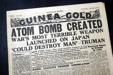 Historic ATOMIC BOMB Drops on HIROSHIMA Japan 1945 World War II WWII Newspaper  picture