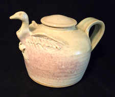 Vtg. Janice McDuffie Roycroft Studio Pottery Bird Teapot - repaired picture
