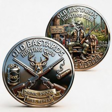 Old and Loaded Hunting Club Challenge Coin, Funny Hunter Keepsake Gift picture