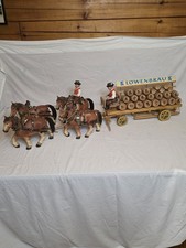 Vintage Lowenbrau Brewery Horse Wagon 4 Horse Team Beer Barrel Display Cart picture