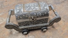 Vintage Indian Silver Plated Repousse Carriage Trinket Box Spice Chest picture