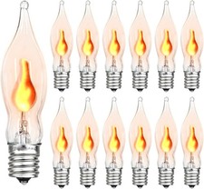 12 Pack C18 Flickering Flame Lights Bulbs for Halloween C18, Clear picture