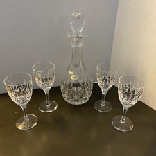 Atlantis Crystal Wine Decanter 4 Glass Holiday Set Hand Blown Crisal Portugal picture
