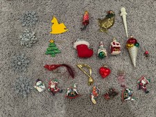 Vintage Mixed Christmas Tree Ornaments Lot Blown Glass Wood Multicolor picture