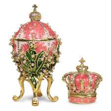 Pink Lilies of the Valley Easter Egg Replica Extra Large 5.9 inch + Crown picture