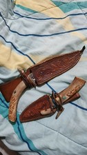 Vintage Ken Richardson Knives – Hand-Carved Antler, Turquoise Inlay, 1085HC picture