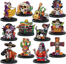 12 Pcs Day of the Dead Table Decor Skull Wooden Tiered Tray Decor Dia De Muertos picture
