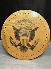 Vintage 1960s Great Seal US Wood Plaque Original Ballpoint Pen Folk Art JFK RFK picture