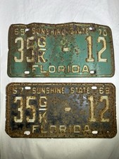 Vintage 1967 1968 1969 1970 Florida Blue License Plate Tag 35GK 12 Collectible picture