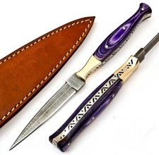 Damascus Double Edged Slick Tooth Pick Boot Knife picture