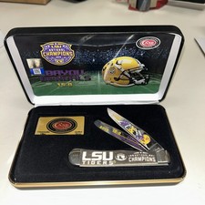 CASE XX #164 LSU 2019 NATIONAL CHAMPION GRAY TRAPPER IN JEWL BOX picture