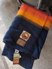 Pendleton Grand Canyon Park Wool Blanket Navy Orange Made USA - FULL picture
