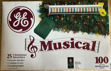 VTG 46' GE Musical 100 Multicolored Christmas Lights NOS 25 Songs, Twinkle VIDEO picture