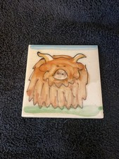 Highland Cow 4” Tile Hand Decorated In Scotland By Elspeth Gardner Ceramics picture