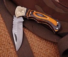 Custom Made Damascus Steel CAMPING TACTICAL FOLDING blade POCKET Knife picture