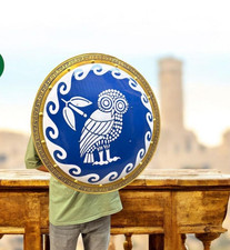 Athena Owl Greek Shield, Ancient Hoplite Round Shield, Mythology Wall Art, Spart picture
