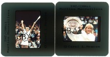Martina Navratilova 35 mm color slides holding Wimbledon Venus Rosewater Dish picture