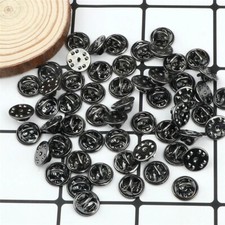 10 Black Metal Pin Backs Lapel Pin Backs Pin Safety Back Brooch Tie Replacement picture