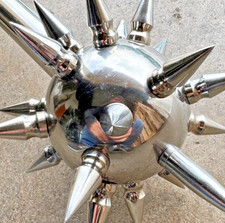 Medieval Spiked Ball Mace Silver Morning Star Chrome 32” XL Middle Ages larp picture