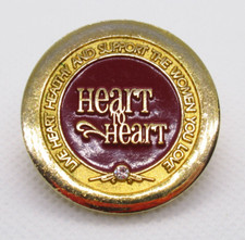 Vintage Heart To Heart Lapel Pin Live Heart Healthy Support Women Gold Tone picture